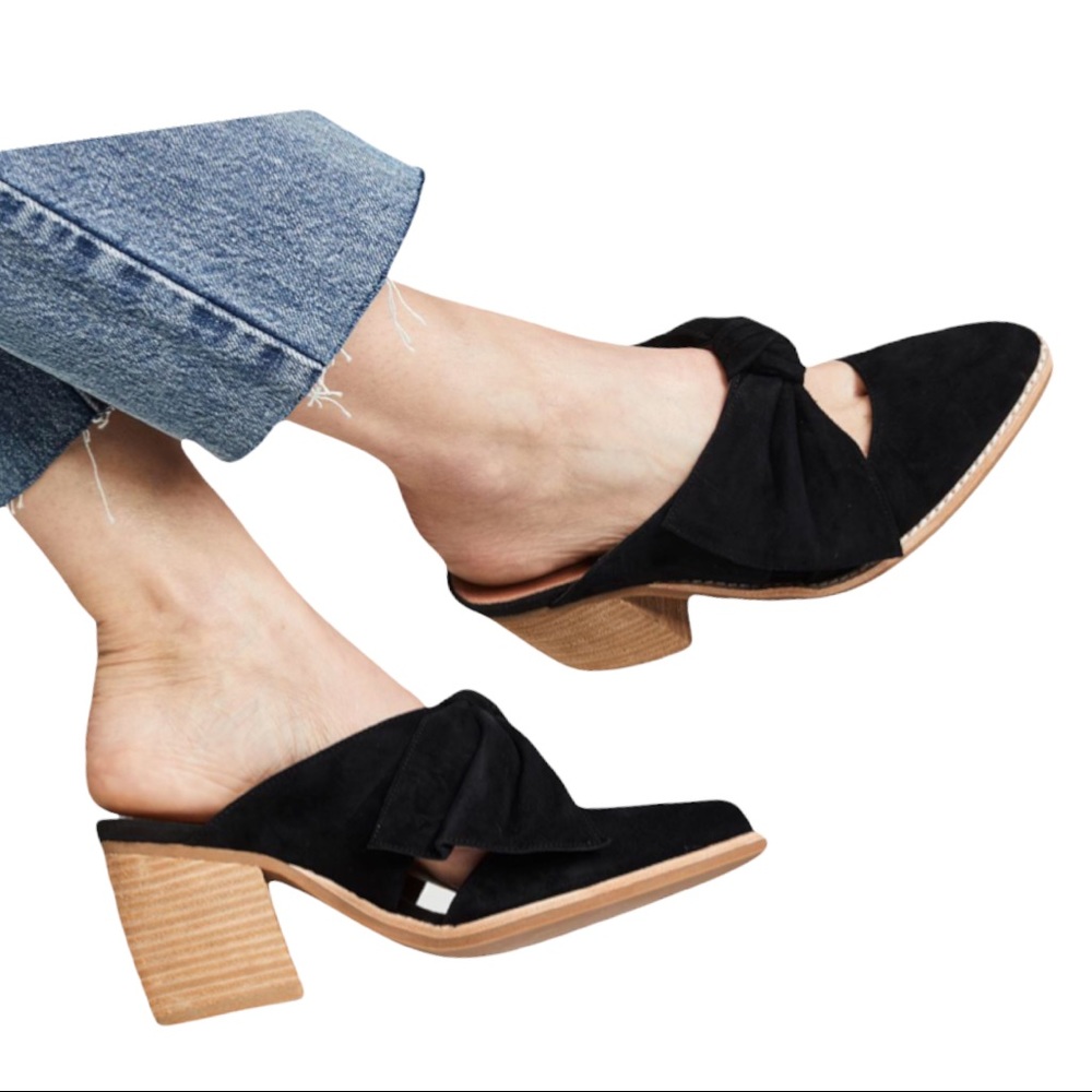New Jeffrey Campbell Cyrus 9.5 Black Knotted Velvet Mules / Clogs